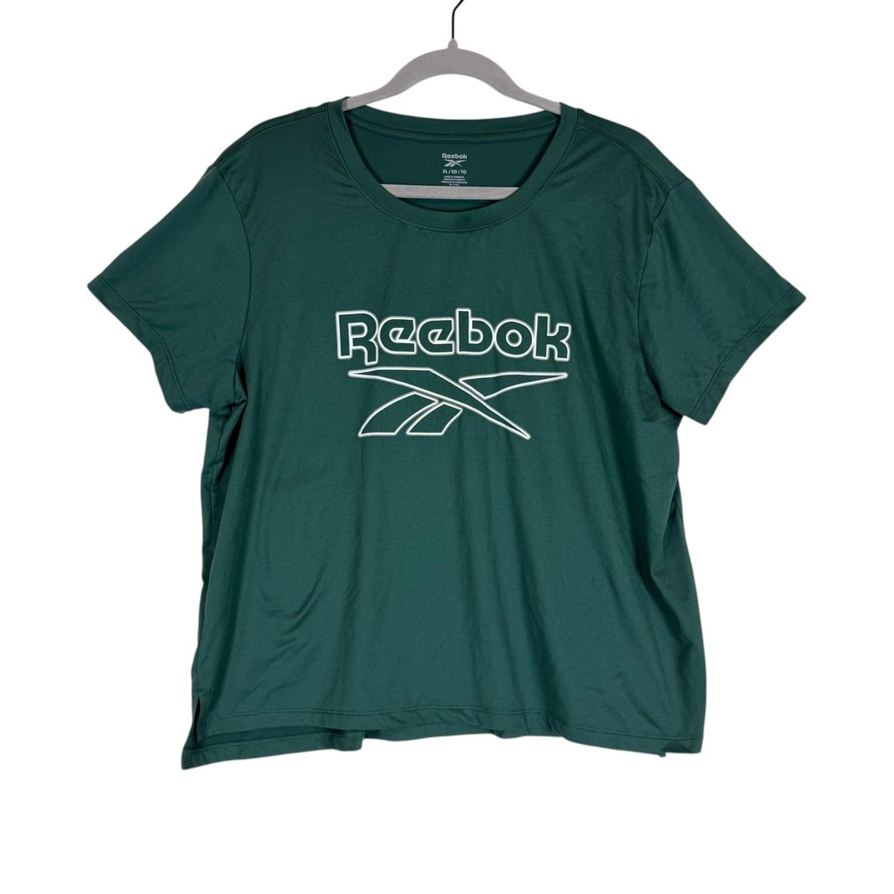 Reebok Shirt Mens XL Green Short Sleeve Athletic Tee Reebok Logo Performance
